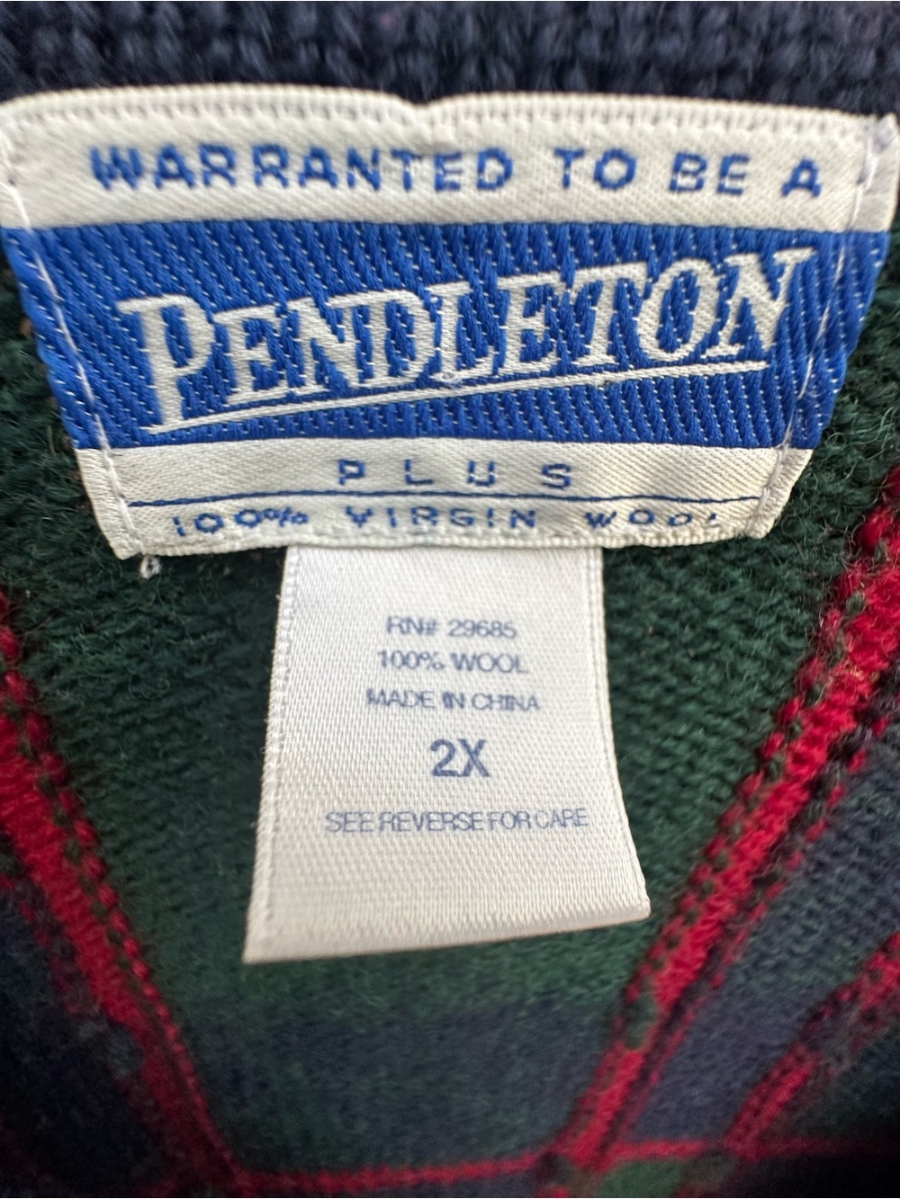 Vintage Pendleton Plaid Virgin Wool Cardigan Holidays Cornucopia Embroidery - Picture 3 of 14